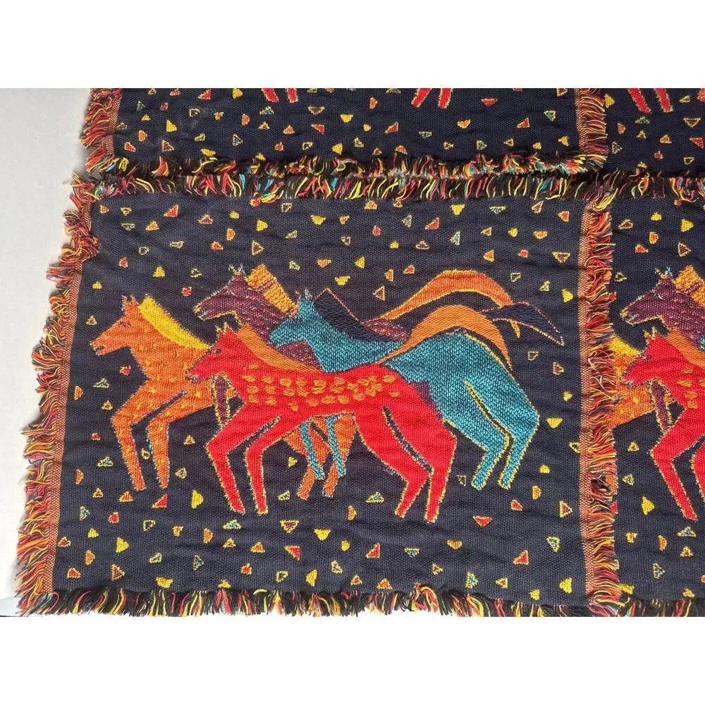 4 Vintage Laurel Burch placemants folk art wild painted horses elk canyon mares